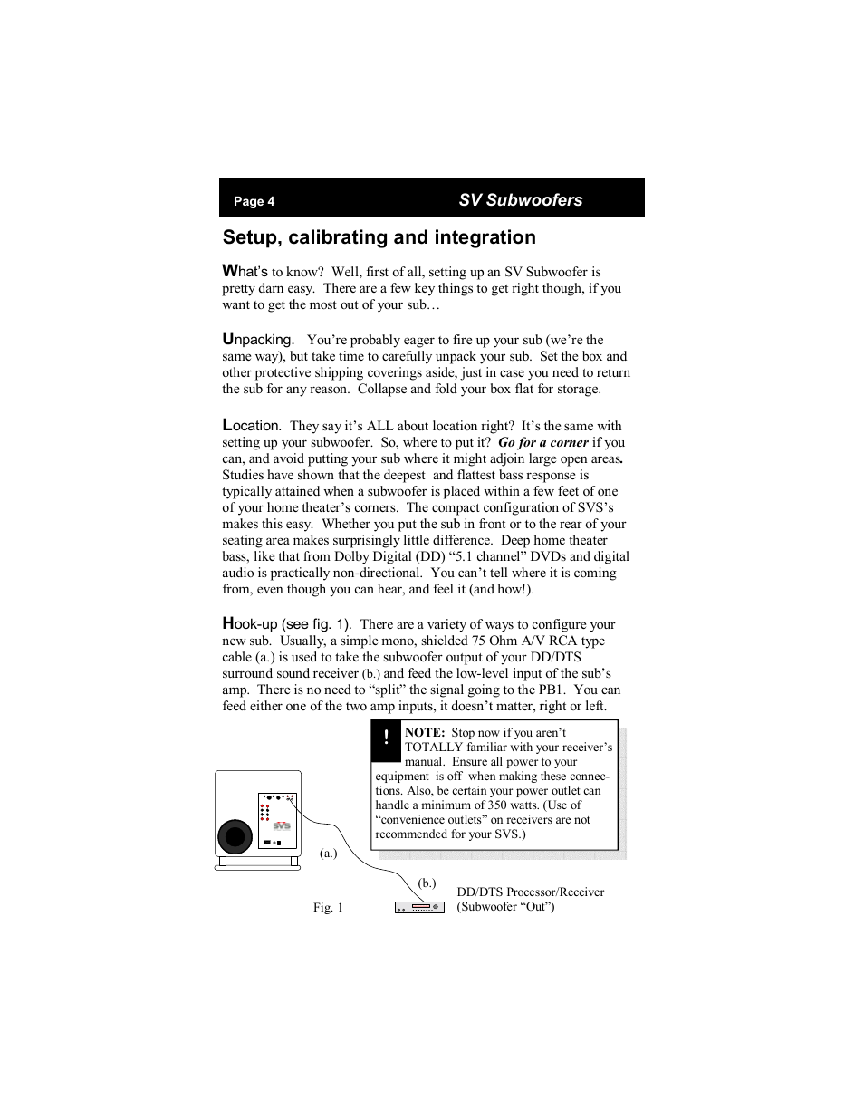 Setup, calibrating and integration | SV Sound SV User Manual | Page 4 / 12