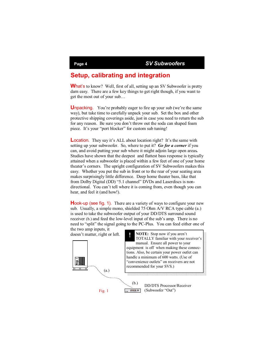Setup, calibrating and integration | SV Sound 25-31PC+ User Manual | Page 4 / 12