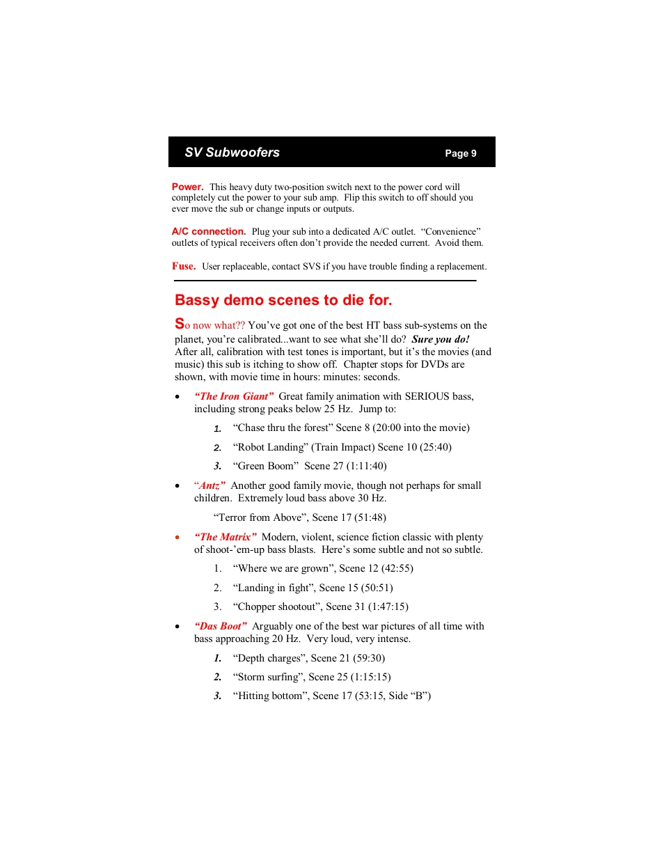 Bassy demo scenes to die for. s | SV Sound 25-31PC+ User Manual | Page 9 / 12