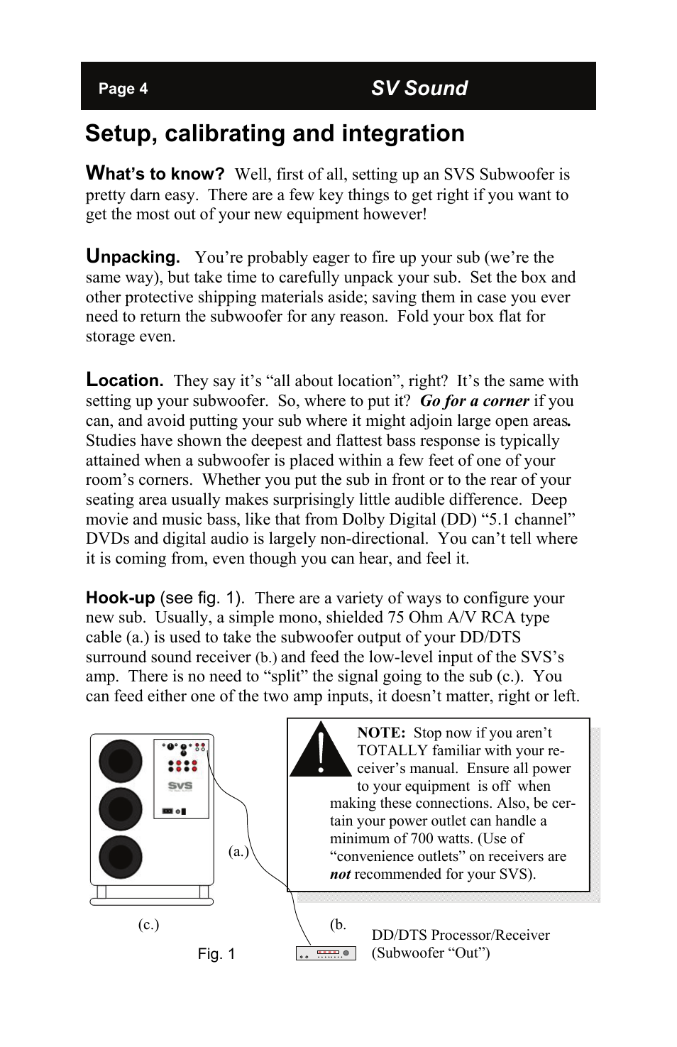 Setup, calibrating and integration, Sv sound | SV Sound PB12-NSD/2 User Manual | Page 4 / 16