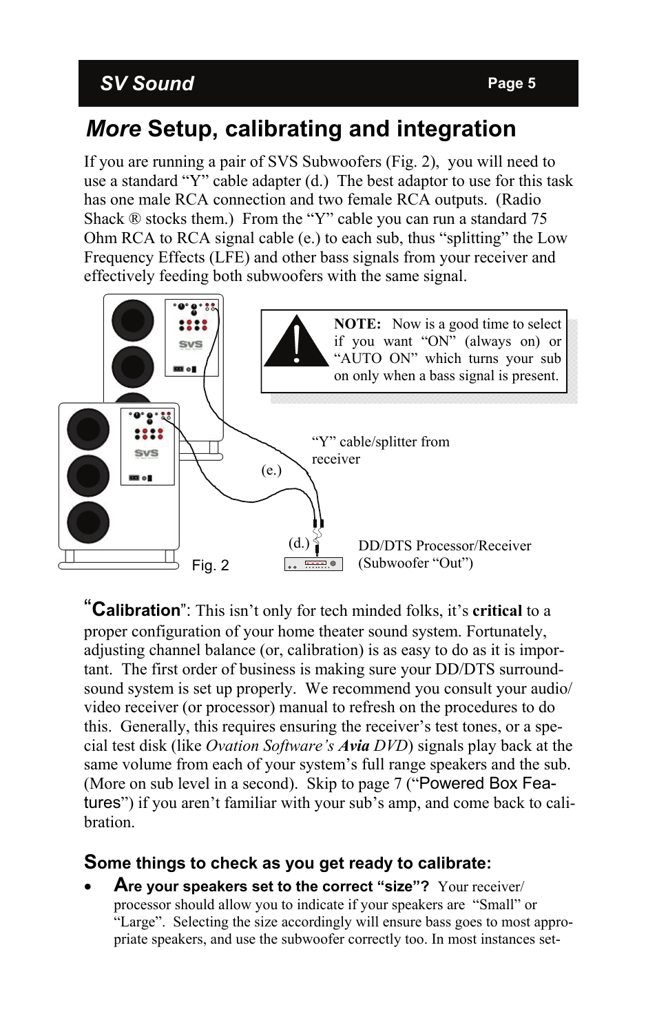 More setup, calibrating and integration | SV Sound PB12-NSD/2 User Manual | Page 5 / 16