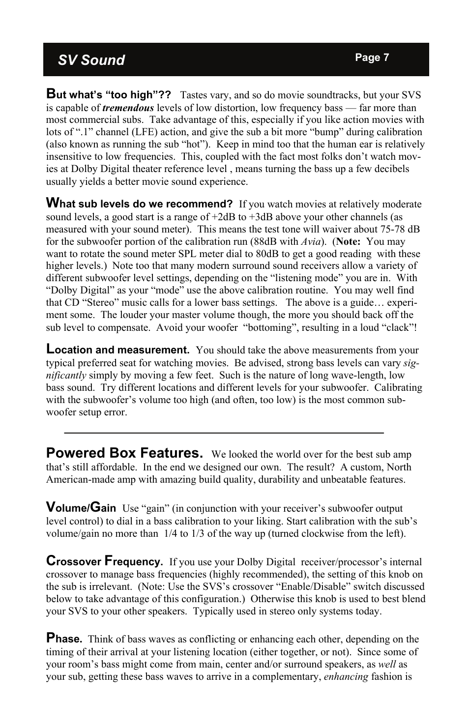 Powered box features, Sv sound | SV Sound PB12-NSD/2 User Manual | Page 7 / 16