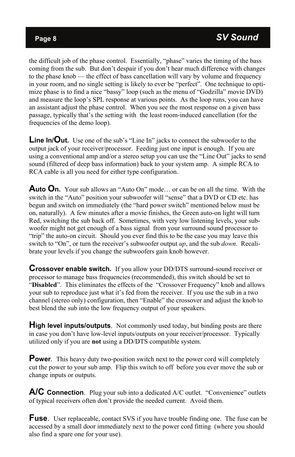 Sv sound | SV Sound PB12-NSD/2 User Manual | Page 8 / 16