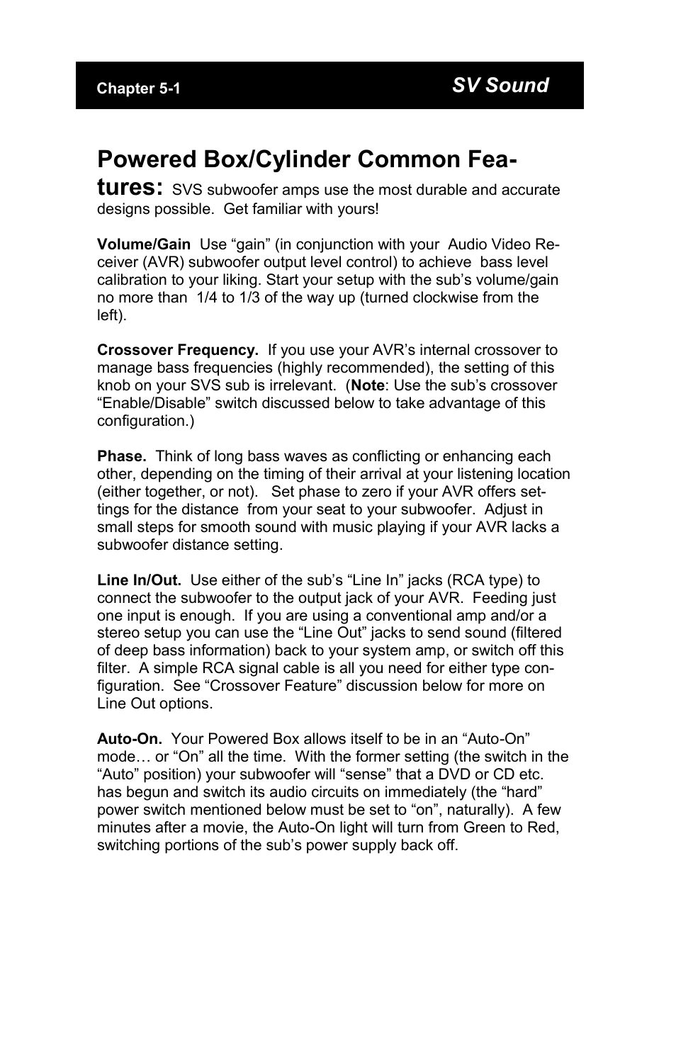 Powered box/cylinder common fea- tures | SV Sound PC12-Plus User Manual | Page 6 / 21
