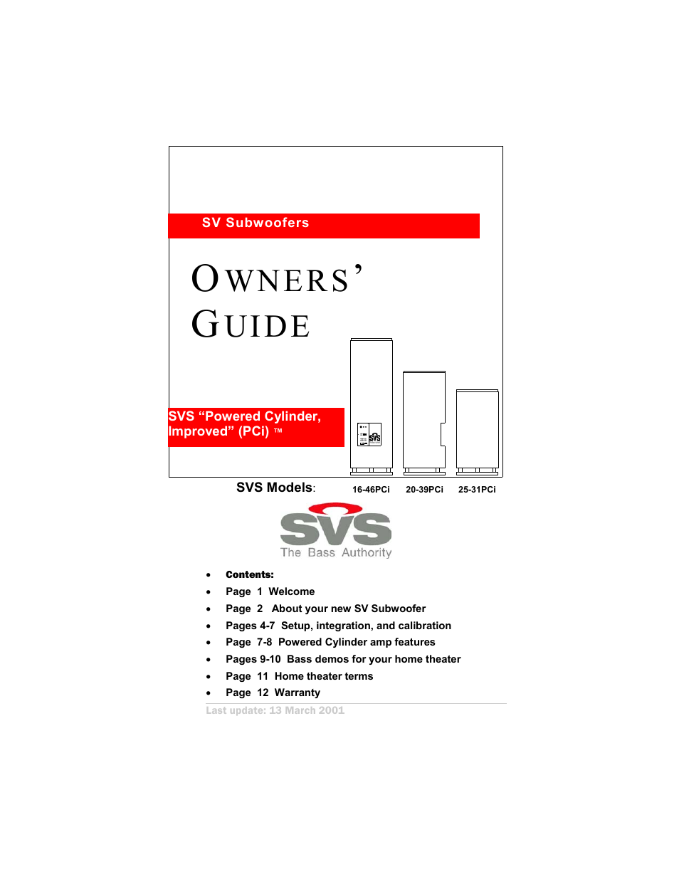 SV Sound 16-46PCi User Manual | 12 pages