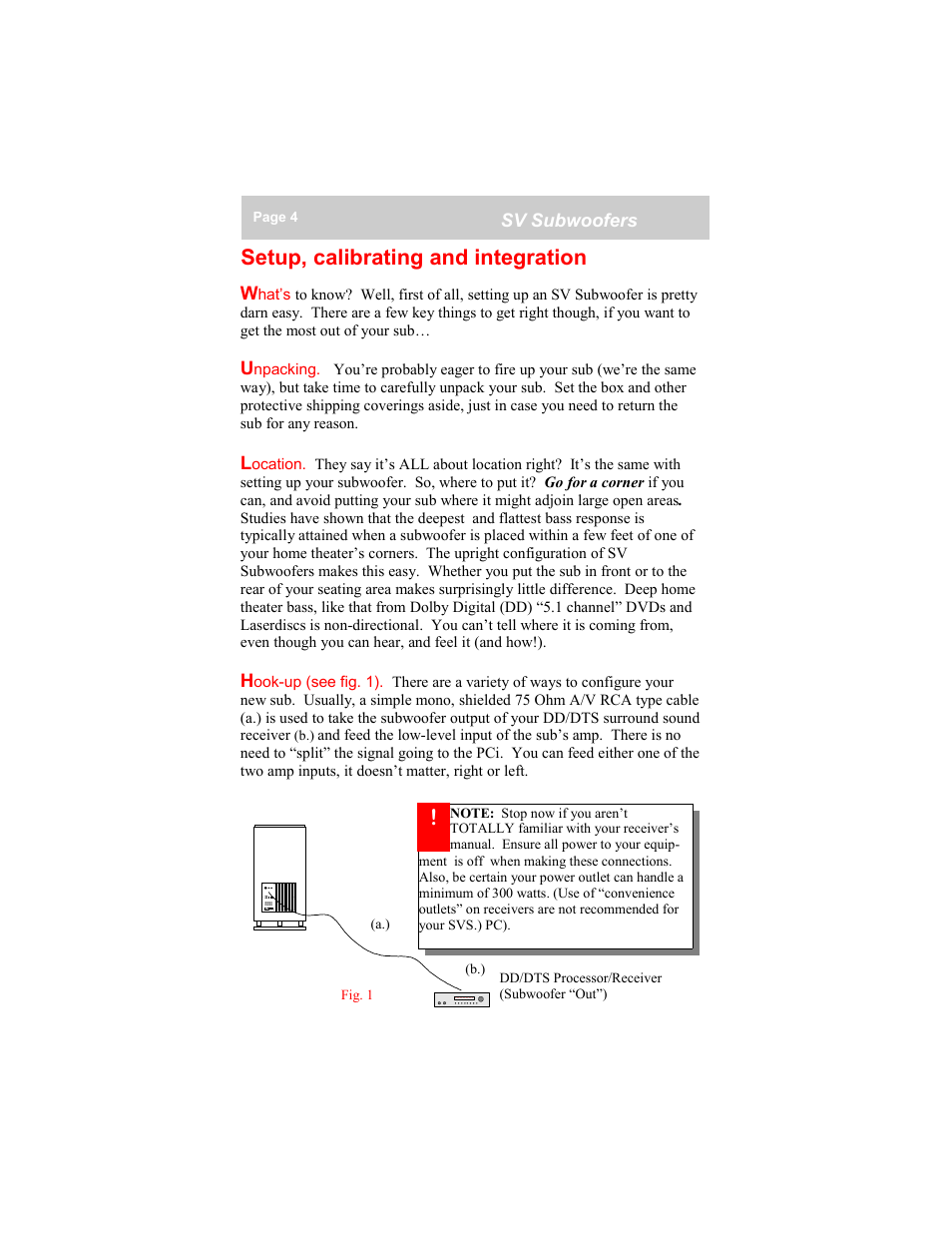 Setup, calibrating and integration | SV Sound 16-46PCi User Manual | Page 4 / 12