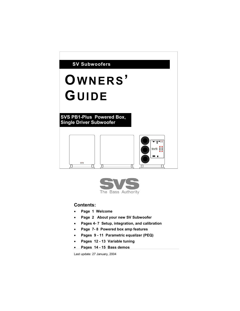 SV Sound SVS PB1-Plus User Manual | 16 pages
