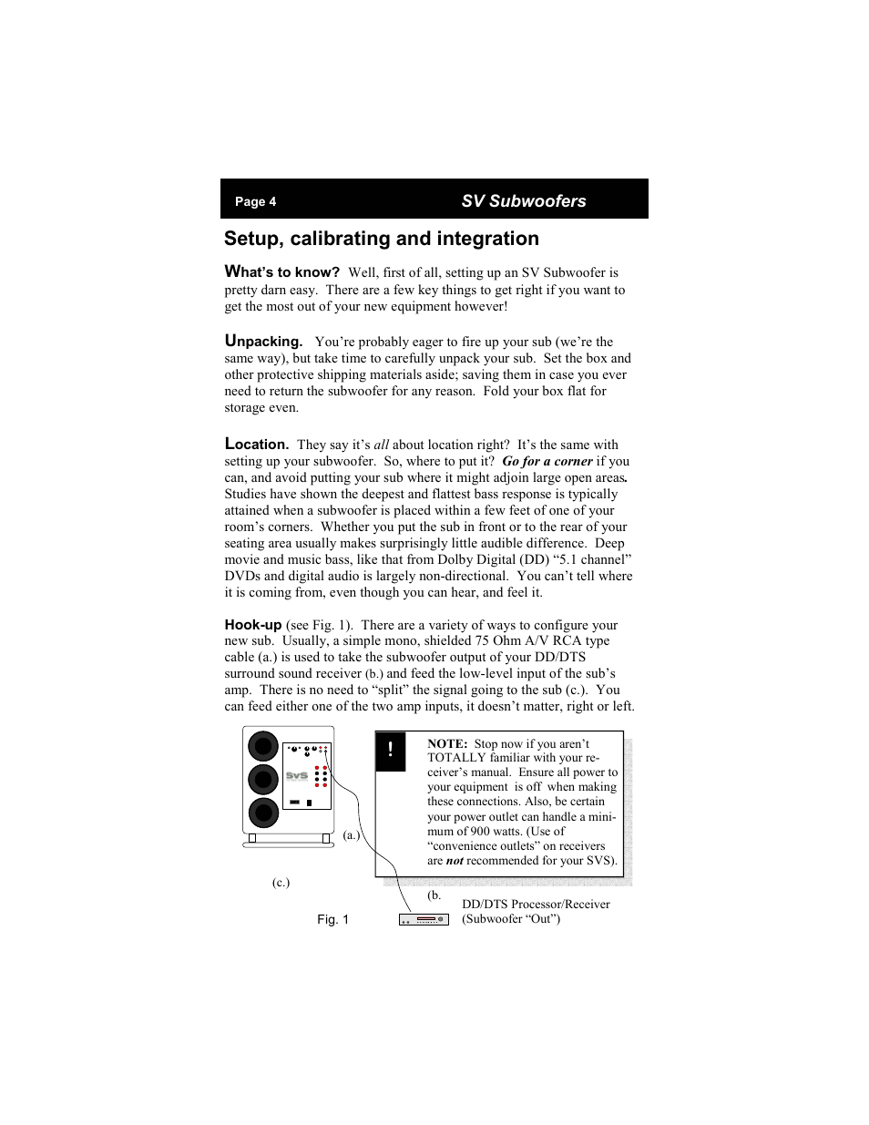 Setup, calibrating and integration | SV Sound SVS PB1-Plus User Manual | Page 4 / 16