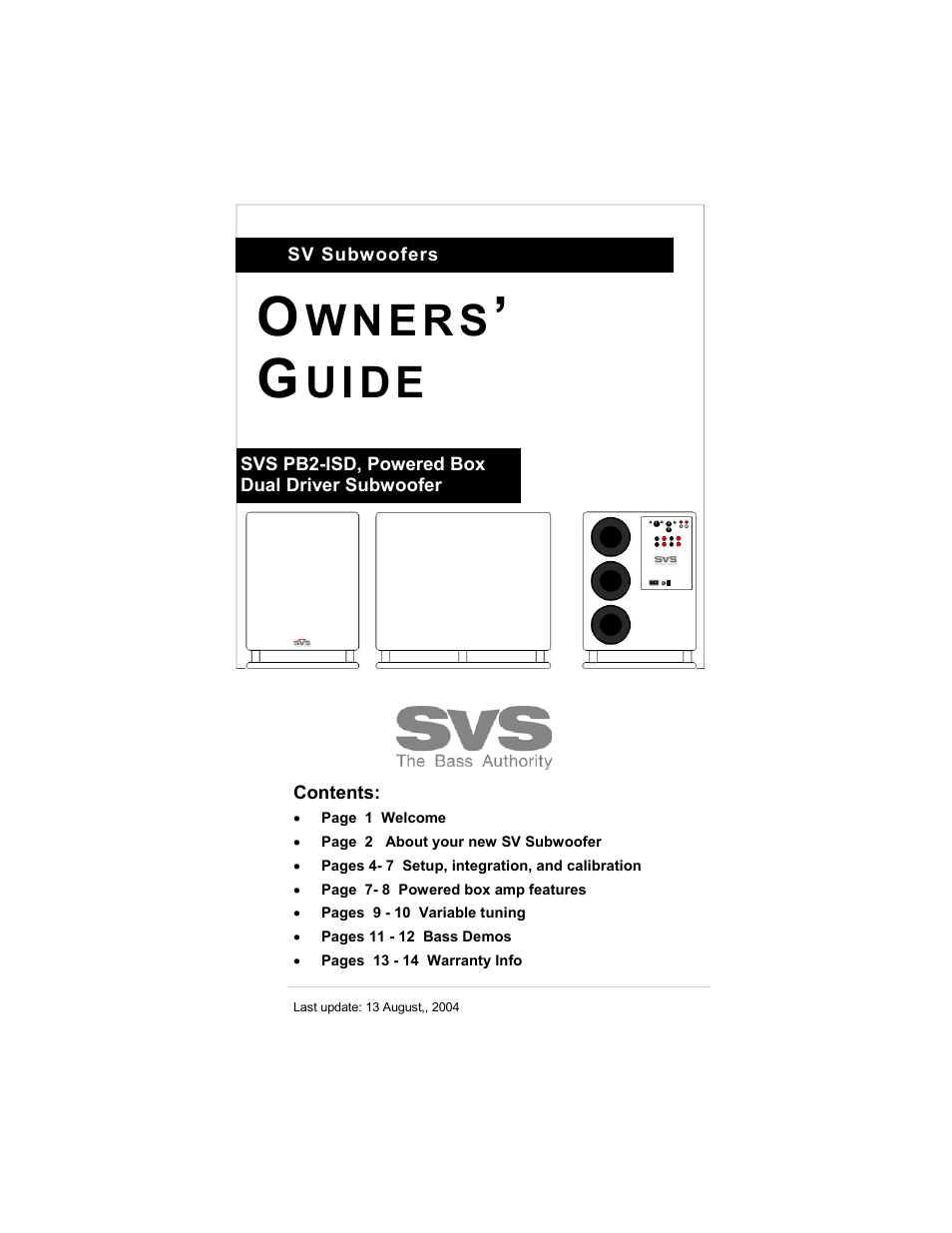 SV Sound SVS PB2-ISD User Manual | 14 pages