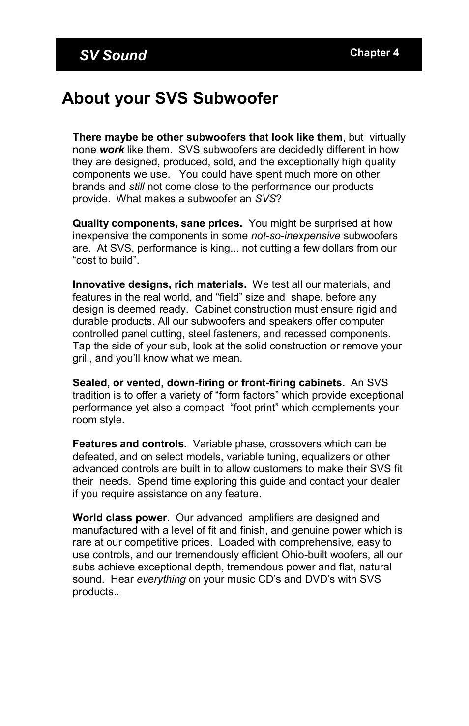 About your svs subwoofer | SV Sound PC12-NSD User Manual | Page 5 / 14