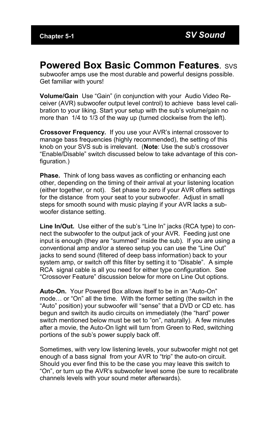 Powered box basic common features | SV Sound PC12-NSD User Manual | Page 6 / 14