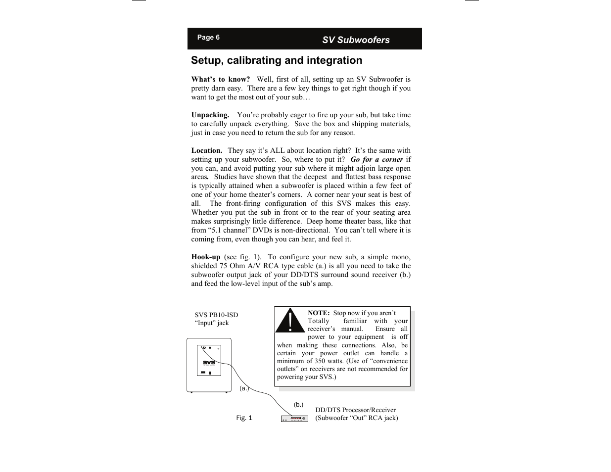 Setup, calibrating and integration | SV Sound PB10-ISD User Manual | Page 6 / 16
