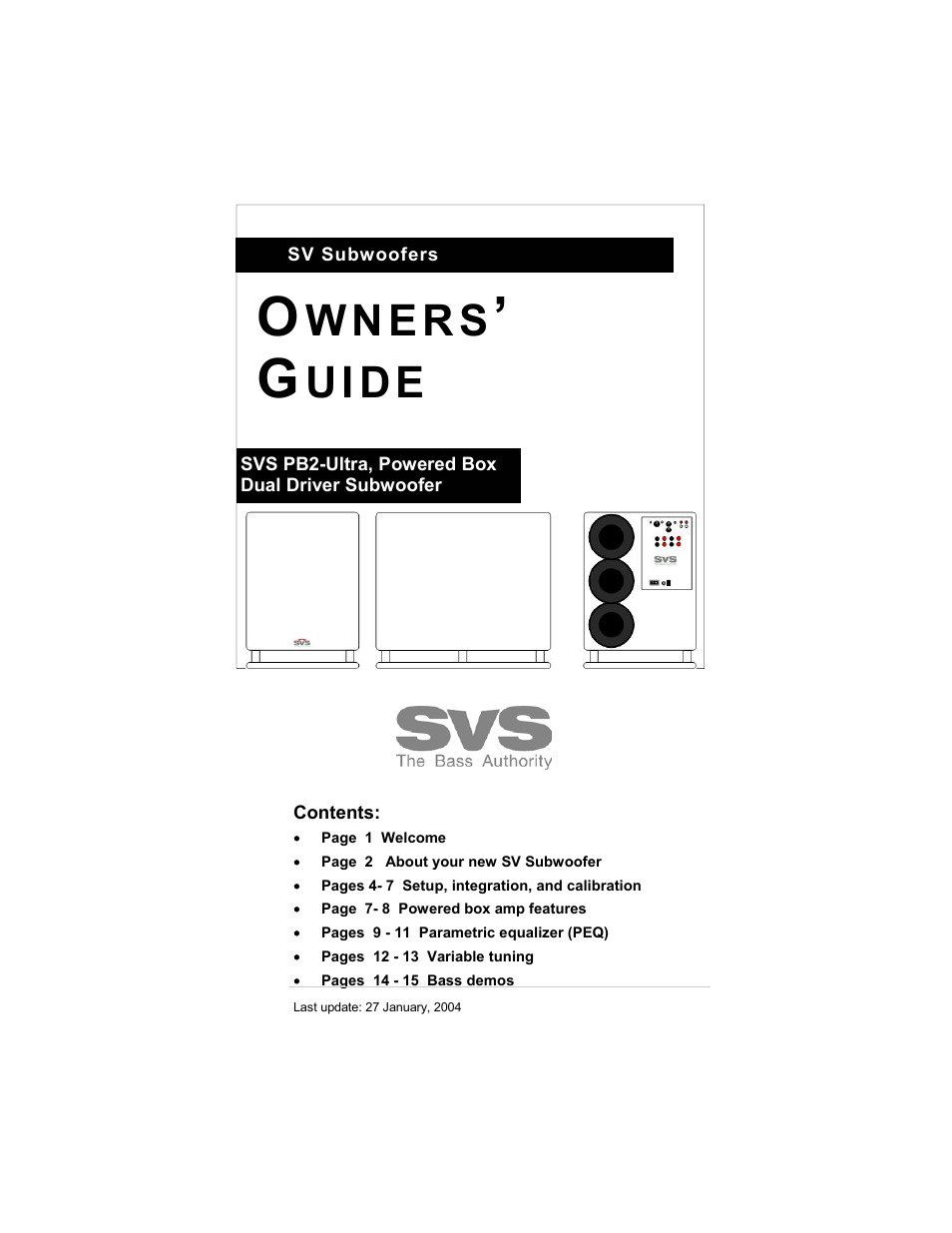 SV Sound SVS PB2-Ultra User Manual | 16 pages