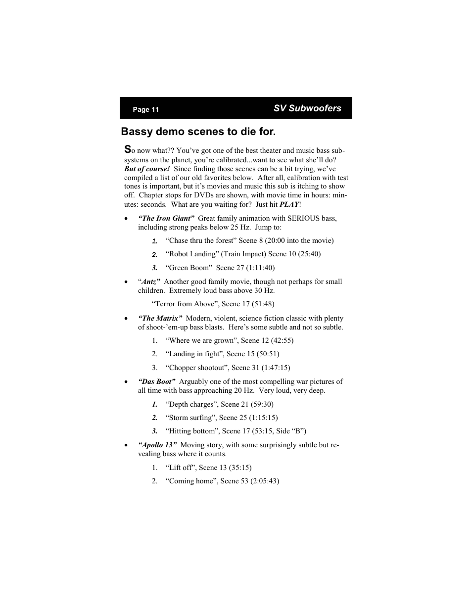 Bassy demo scenes to die for. s | SV Sound PB2-ISD User Manual | Page 11 / 14