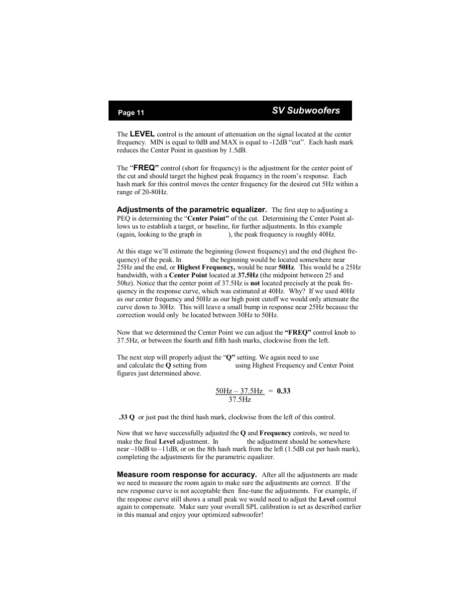 Sv subwoofers | SV Sound PC-Ultra User Manual | Page 11 / 16
