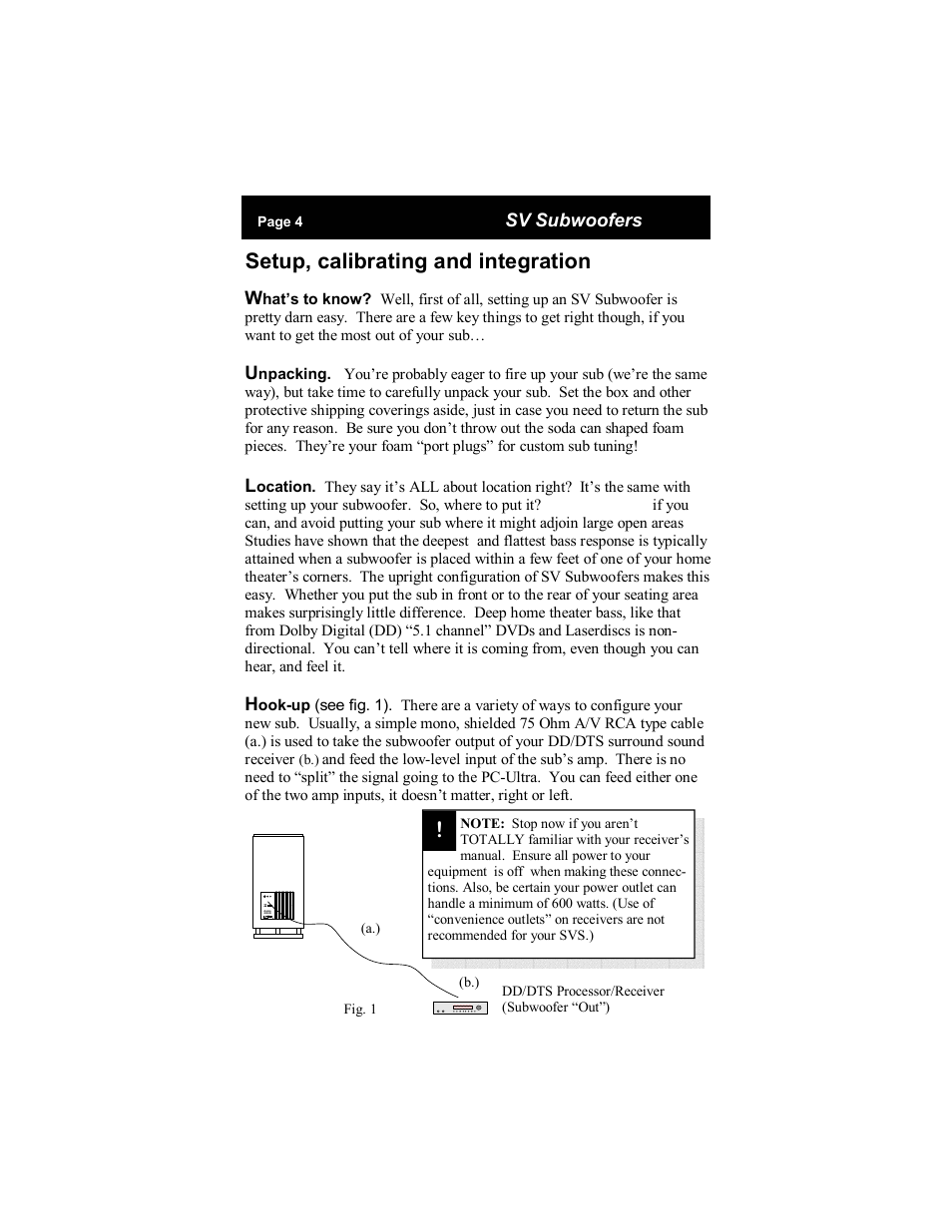 Setup, calibrating and integration | SV Sound PC-Ultra User Manual | Page 4 / 16