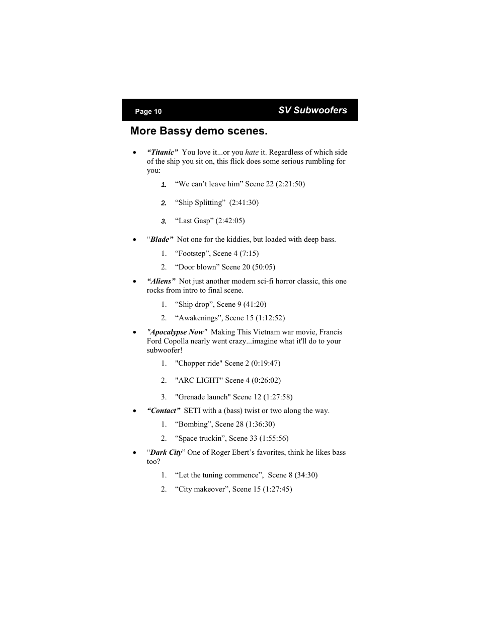 More bassy demo scenes | SV Sound Subwoofers User Manual | Page 10 / 12