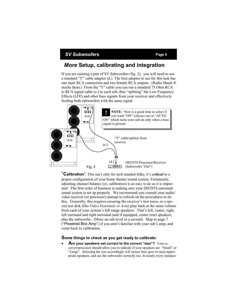 More setup, calibrating and integration | SV Sound Subwoofers User Manual | Page 5 / 12