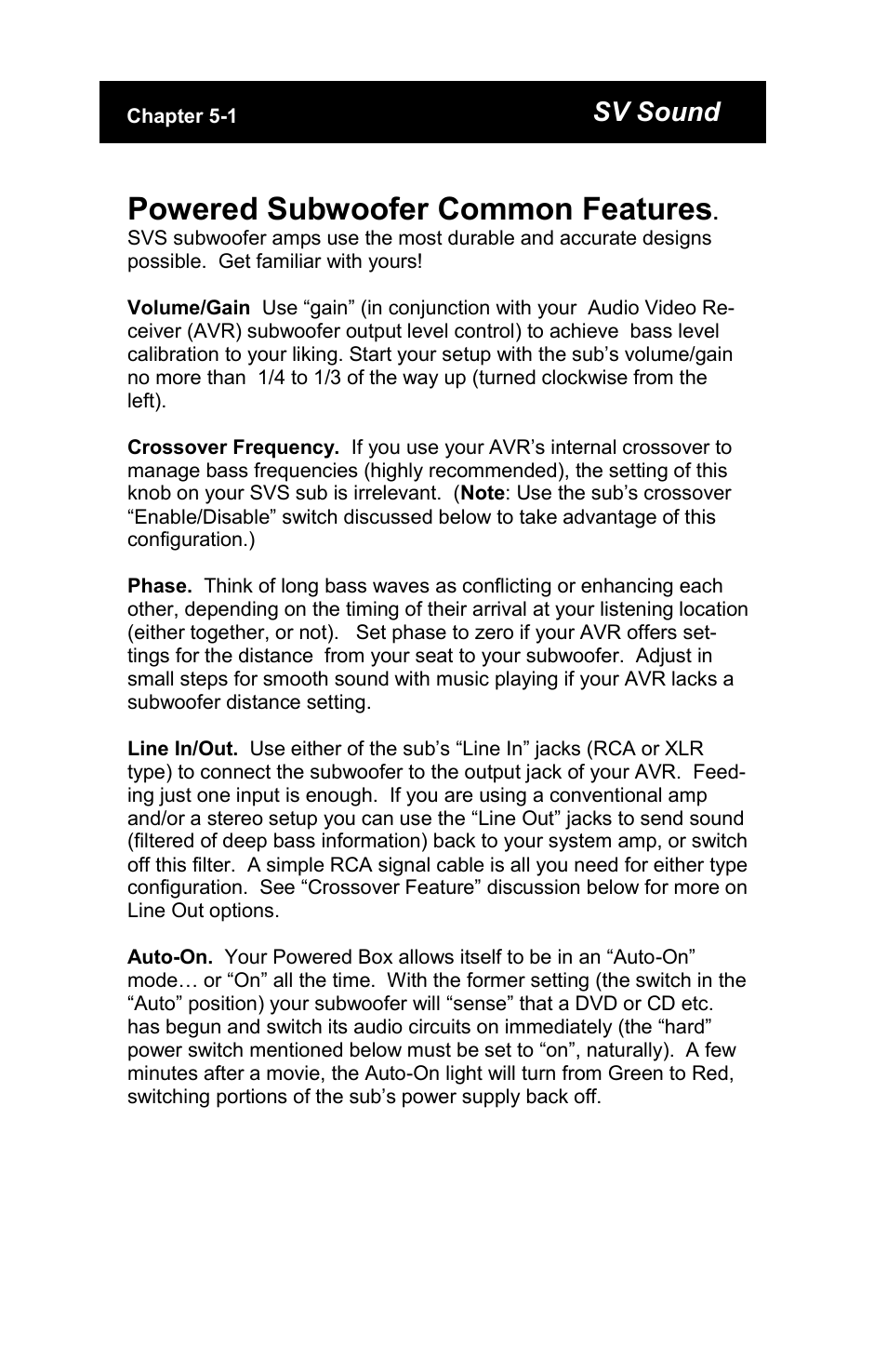 Powered subwoofer common features | SV Sound SB12-Plus User Manual | Page 6 / 19