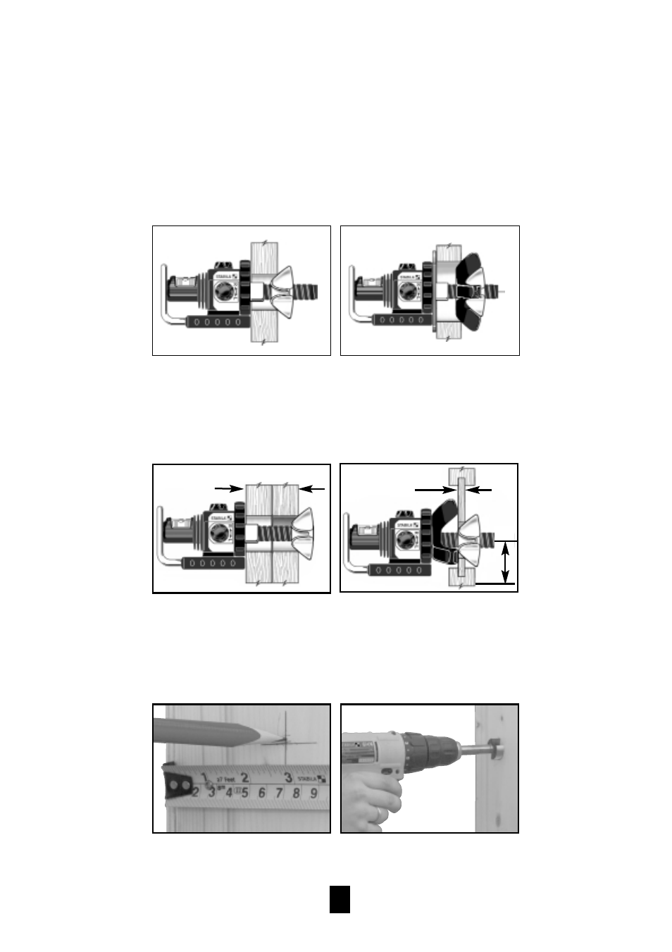 Method of operation, Working in horizontal mode, Installation in joists / studs / panels | Stabila HL-100 User Manual | Page 4 / 9