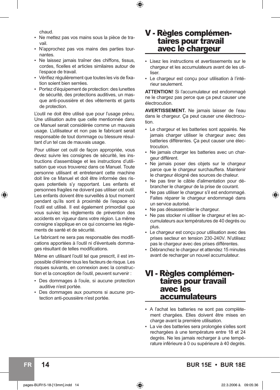 Sparky Group BUR 15E User Manual | Page 14 / 40
