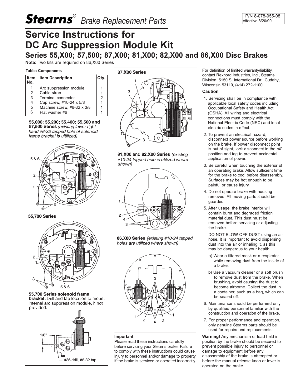 Stearns 57 User Manual | 2 pages