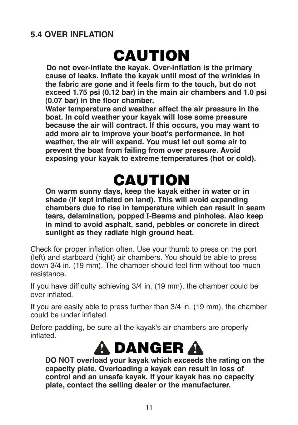 Caution, Danger | Stearns YUKATAT B523 User Manual | Page 13 / 20