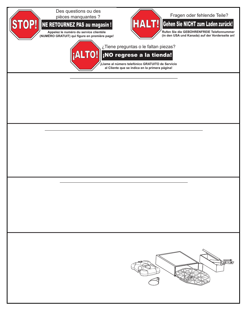Stop, Halt, Alto! alto | Alto, Gehen sie nicht zum laden zurück, Ne retournez pas au magasin | Spalding M5800041 User Manual | Page 18 / 27