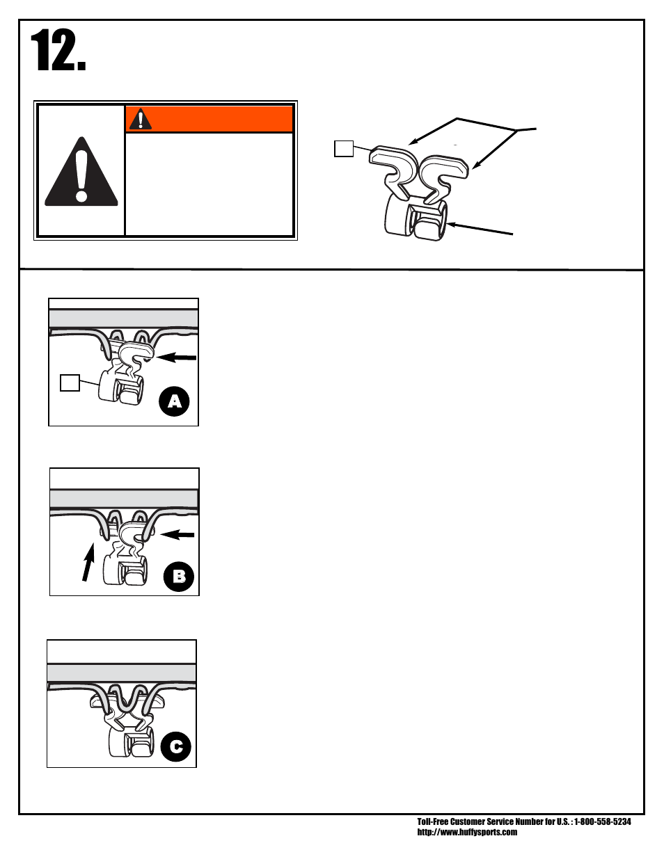 Warning, Ab b c c | Spalding 21173402 User Manual | Page 16 / 18