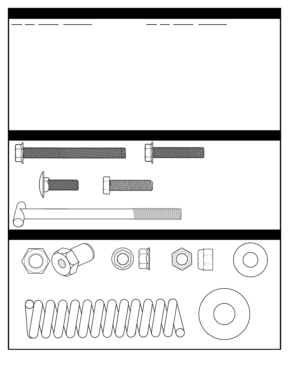 Parts list (see hardware identifier), Hardware identifier (nuts, washers & springs), Hardware identifier (bolts and screws) | Spalding 89226CA User Manual | Page 3 / 11