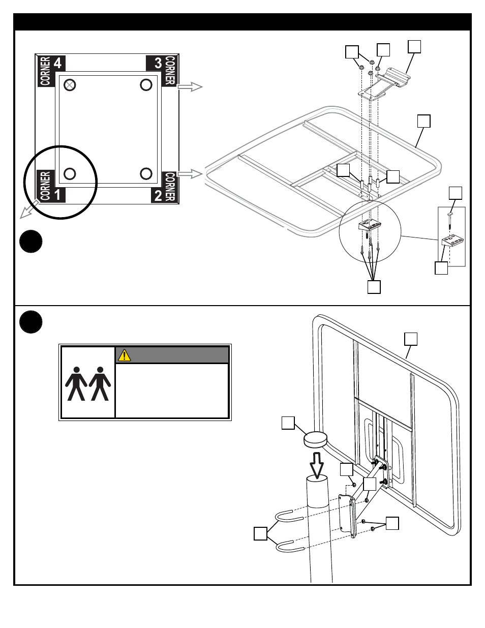 Warning, Corner | Spalding 89226CA User Manual | Page 6 / 11