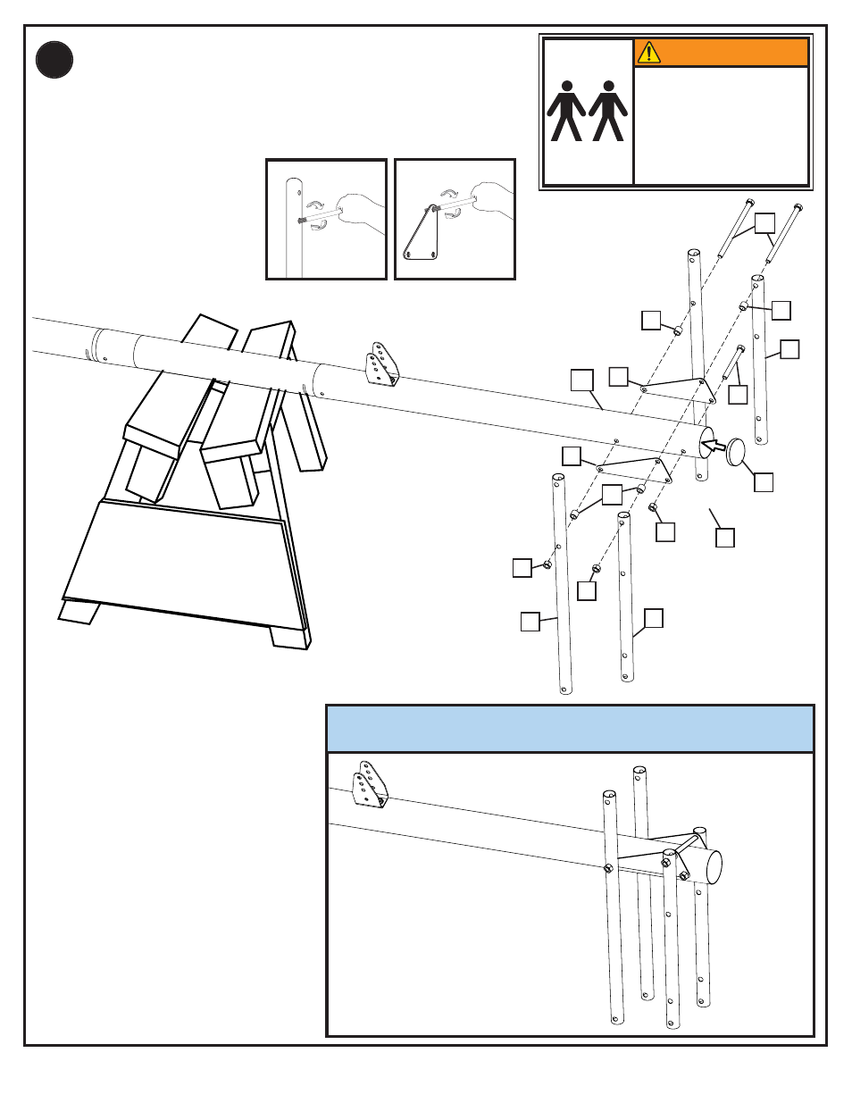 Completed assembly, Warning | Spalding M6611341 User Manual | Page 22 / 64