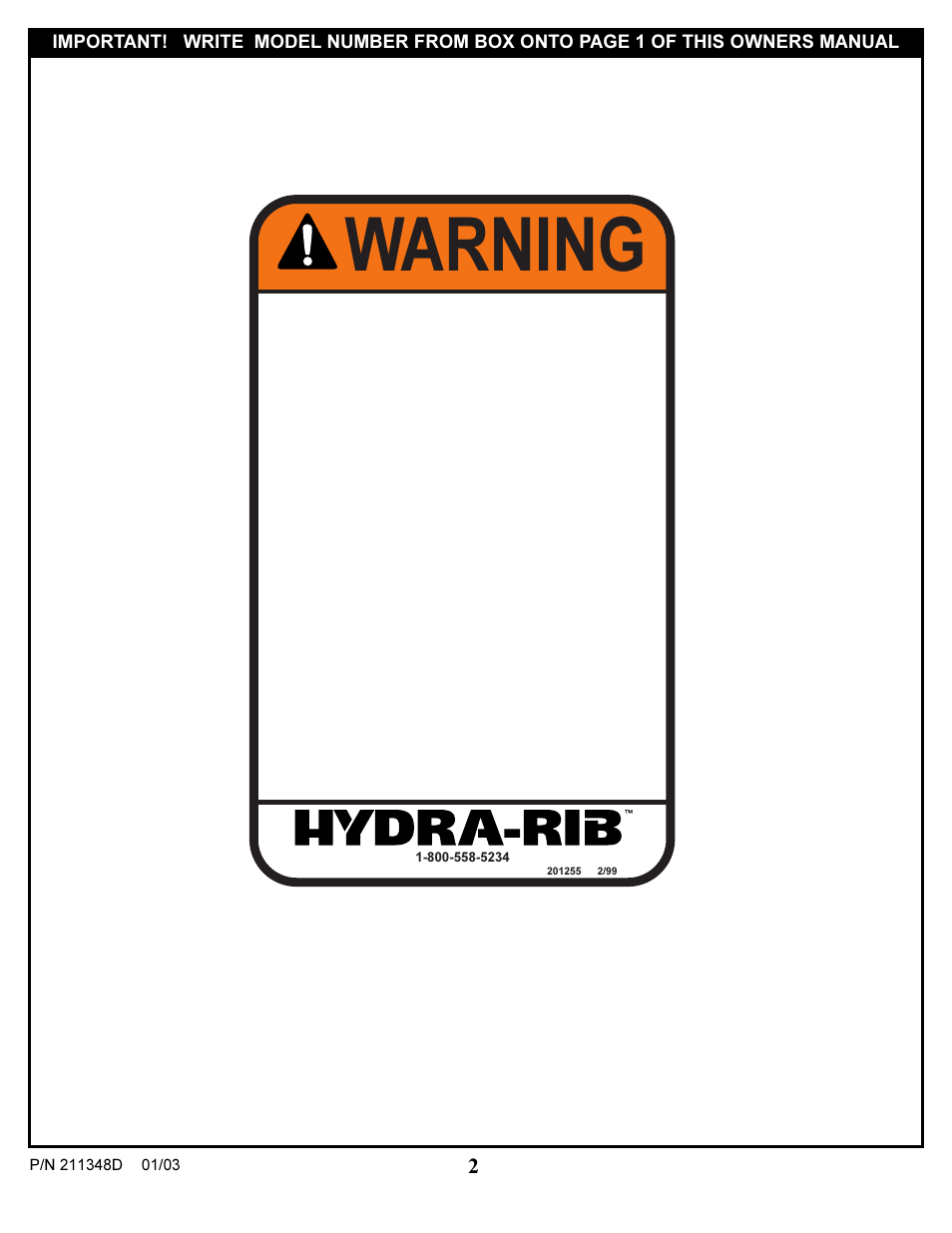 Warning | Spalding 211348D User Manual | Page 2 / 16