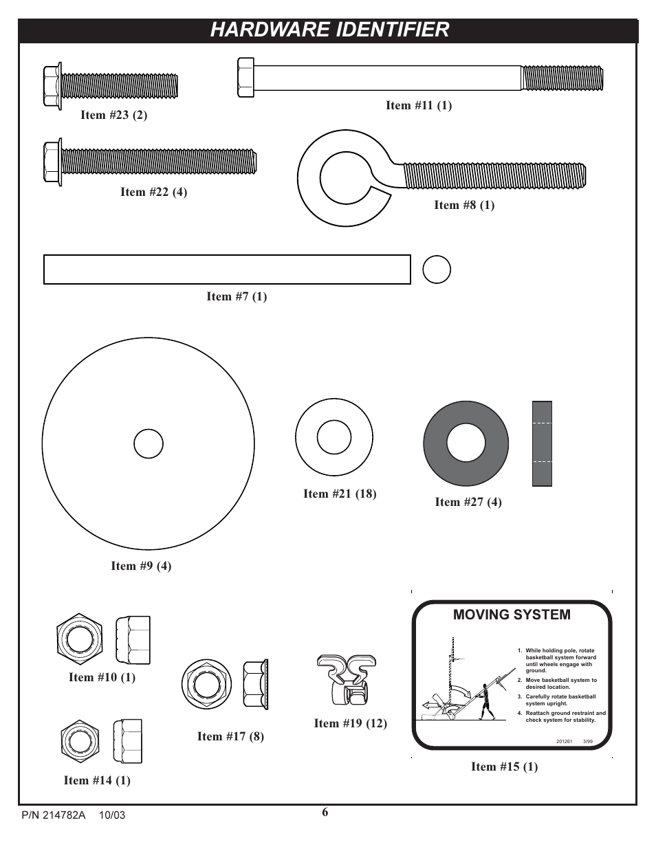 Hardware identifier, Moving system | Spalding 214782A User Manual | Page 6 / 43
