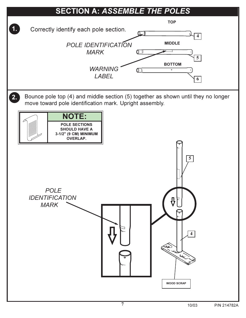 Warning label pole identification mark | Spalding 214782A User Manual | Page 7 / 43