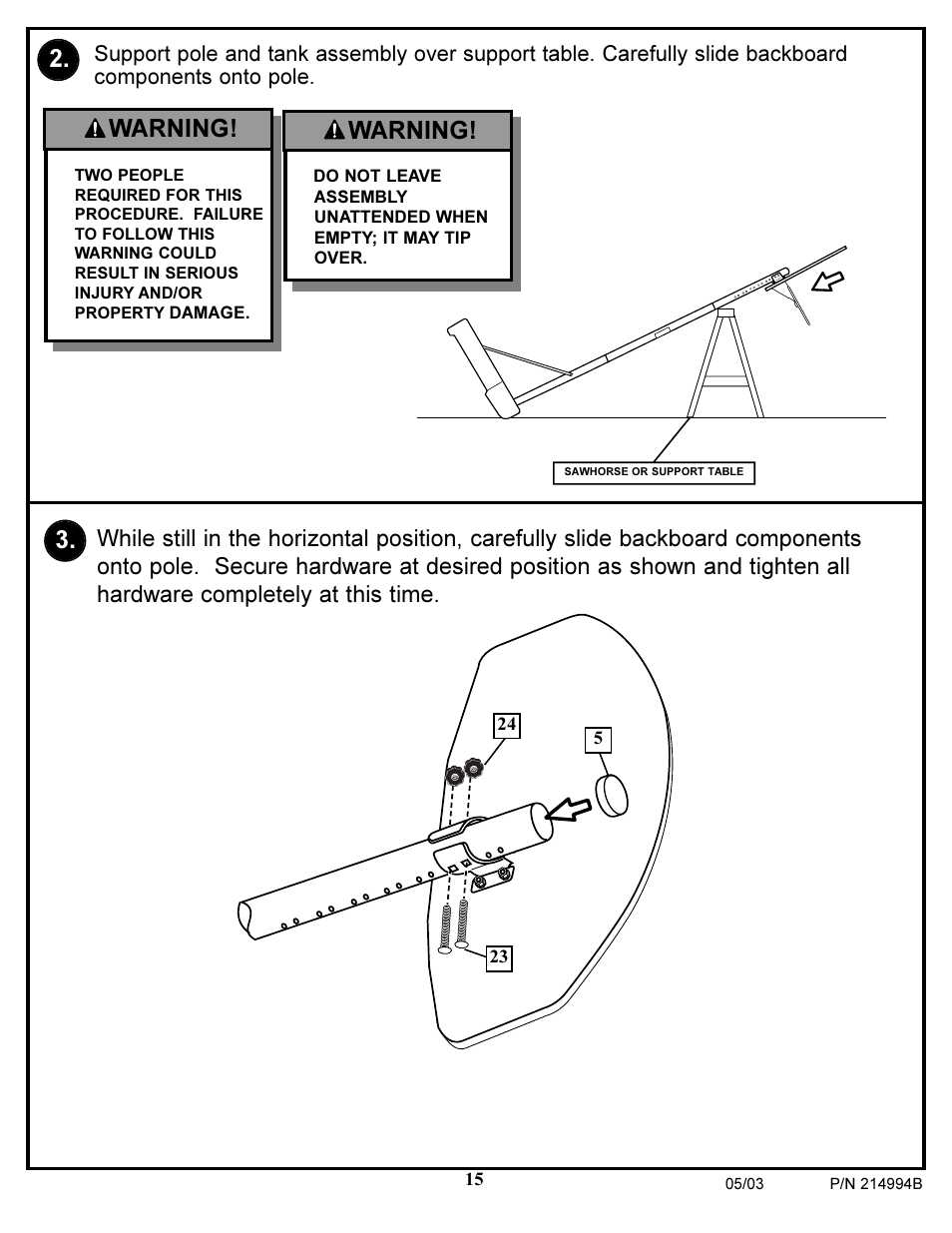 Warning | Spalding 214994B User Manual | Page 15 / 24