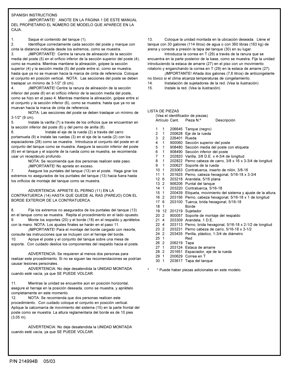 Spalding 214994B User Manual | Page 22 / 24