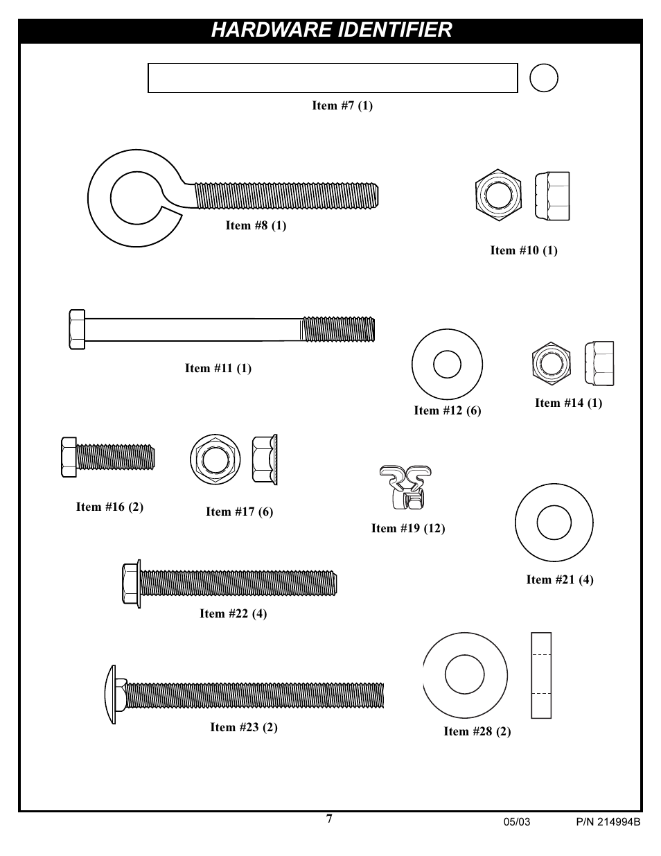 Hardware identifier | Spalding 214994B User Manual | Page 7 / 24