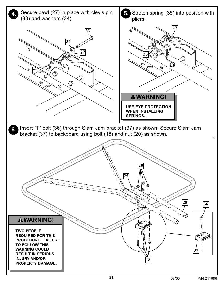 Warning | Spalding 211696 User Manual | Page 21 / 26