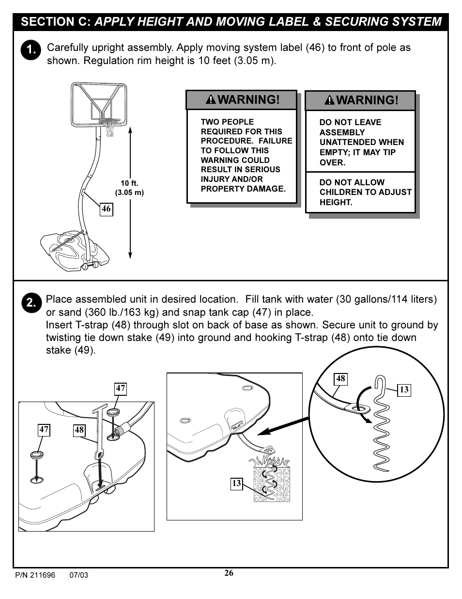 Warning, Warning! 2 | Spalding 211696 User Manual | Page 26 / 26