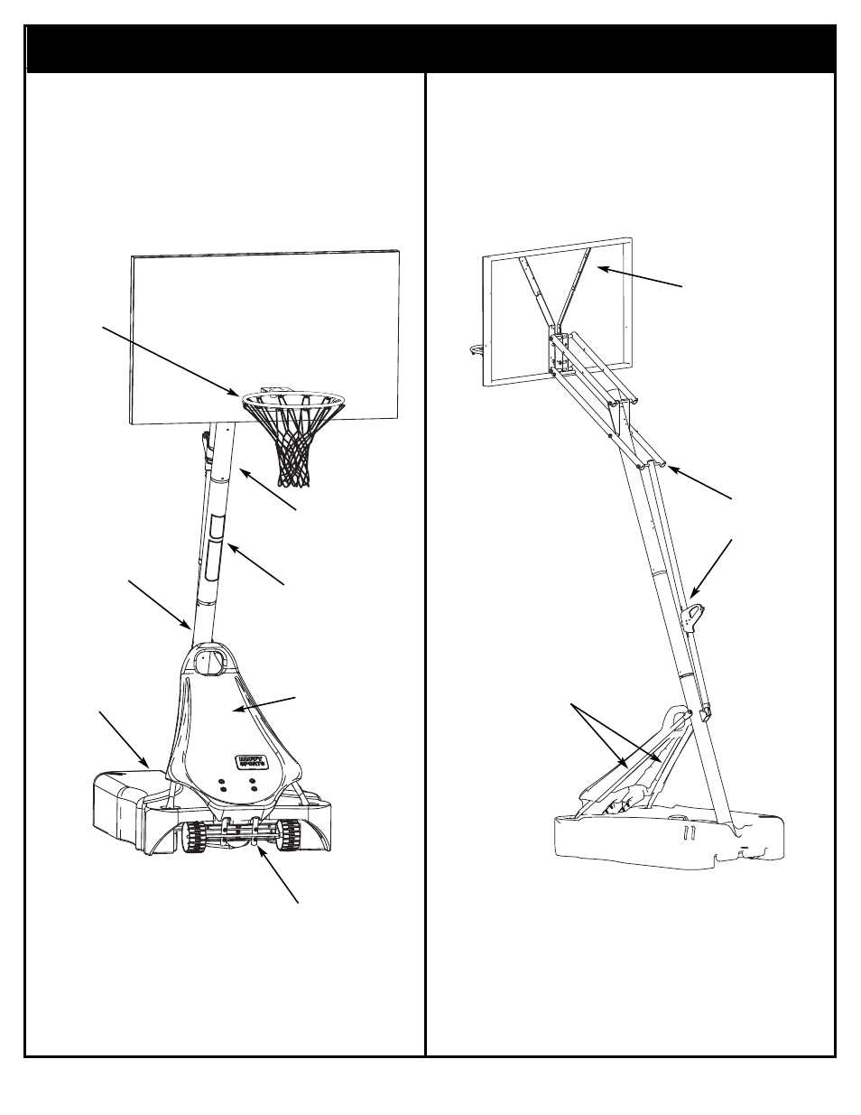 Front view, Back view | Spalding 211014 User Manual | Page 4 / 30
