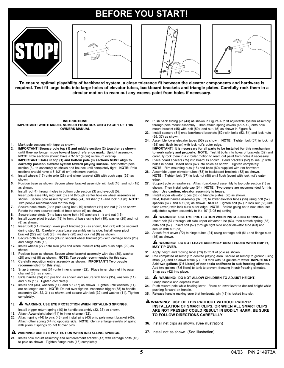 Before you start | Spalding 214973A User Manual | Page 5 / 25