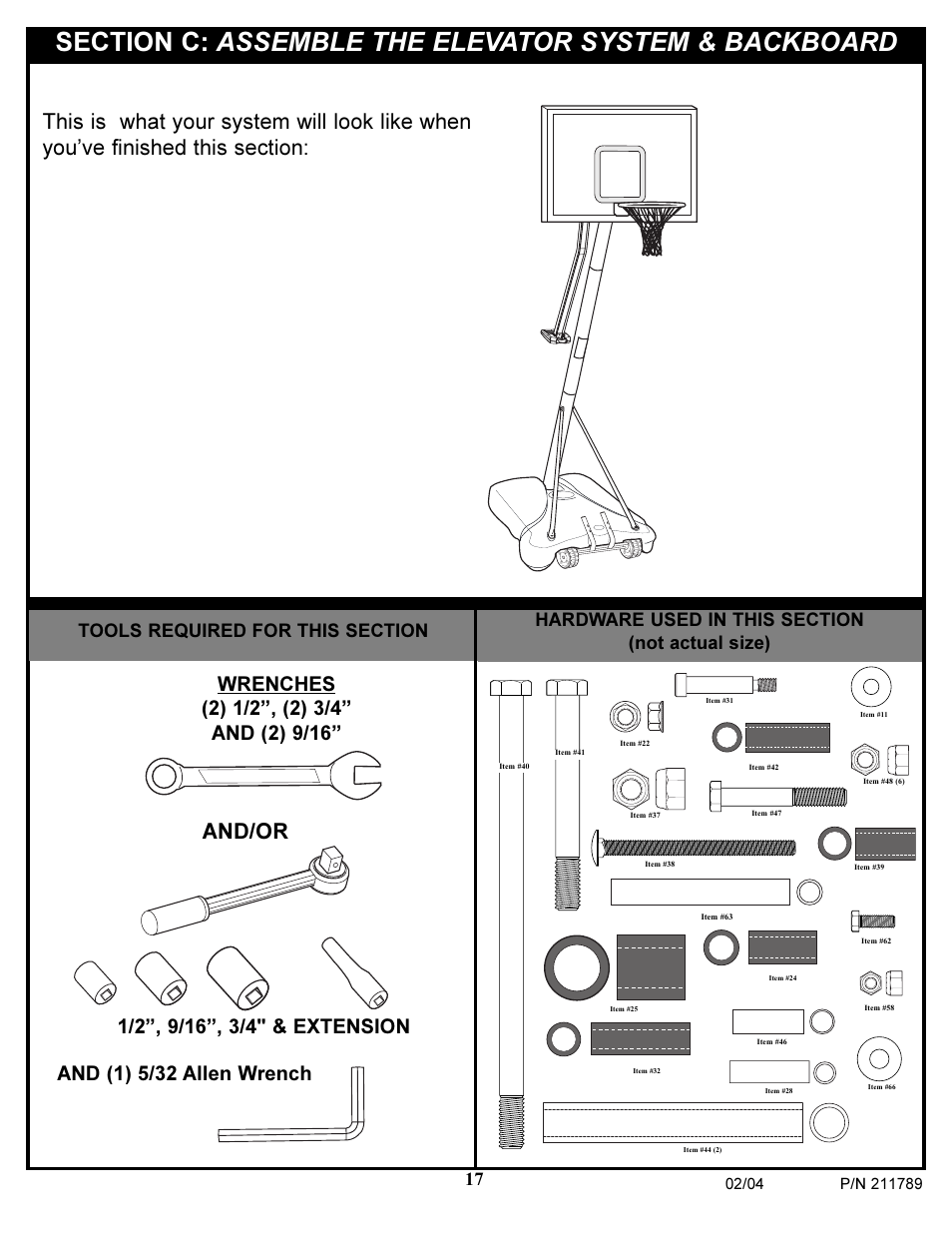 And/or, And (1) 5/32 allen wrench | Spalding 211789 User Manual | Page 17 / 32