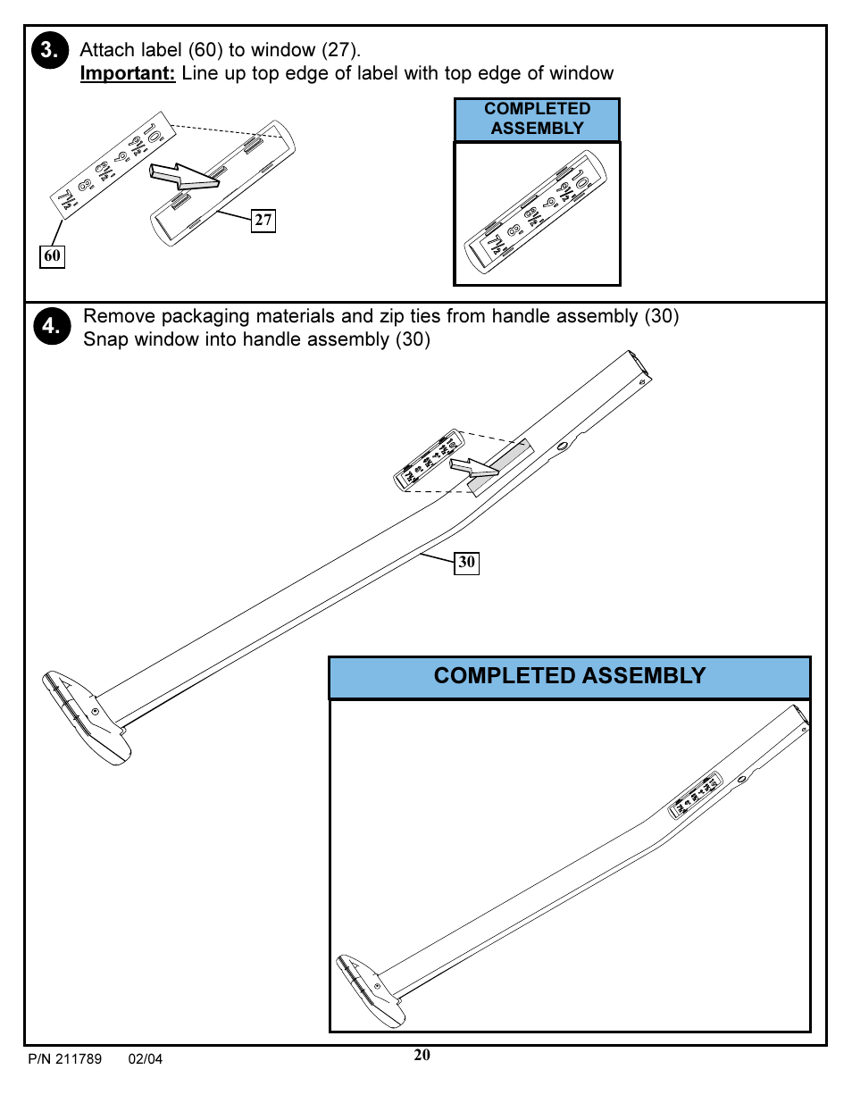 Completed assembly | Spalding 211789 User Manual | Page 20 / 32