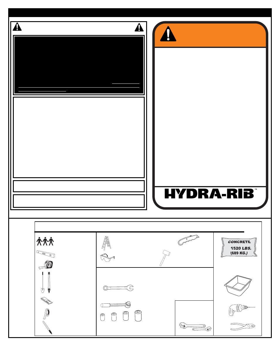Warning, Safety instructions, Required tools and materials | Spalding M866041 User Manual | Page 2 / 19