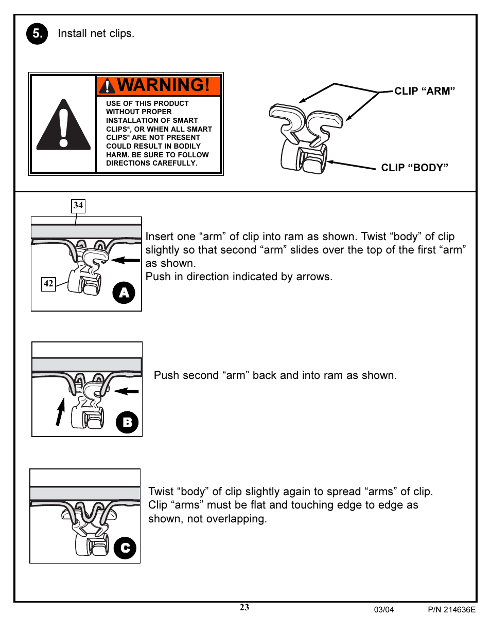 Warning, Ab b c c | Spalding 214636E User Manual | Page 23 / 51