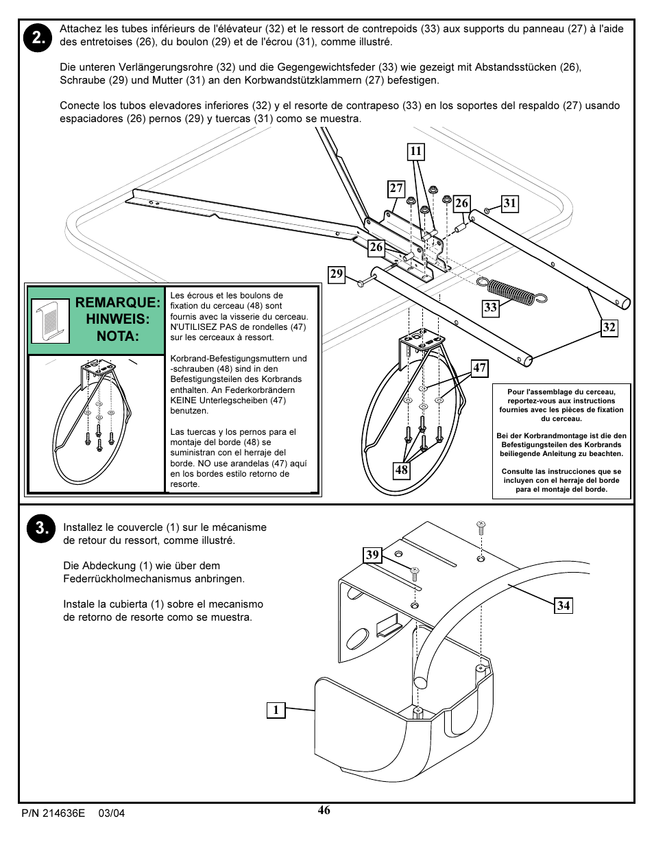 Remarque: hinweis: nota | Spalding 214636E User Manual | Page 46 / 51