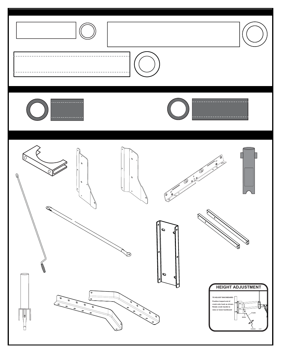 Hardware identifier - actual size (steel spacers) | Spalding M316001 User Manual | Page 5 / 15