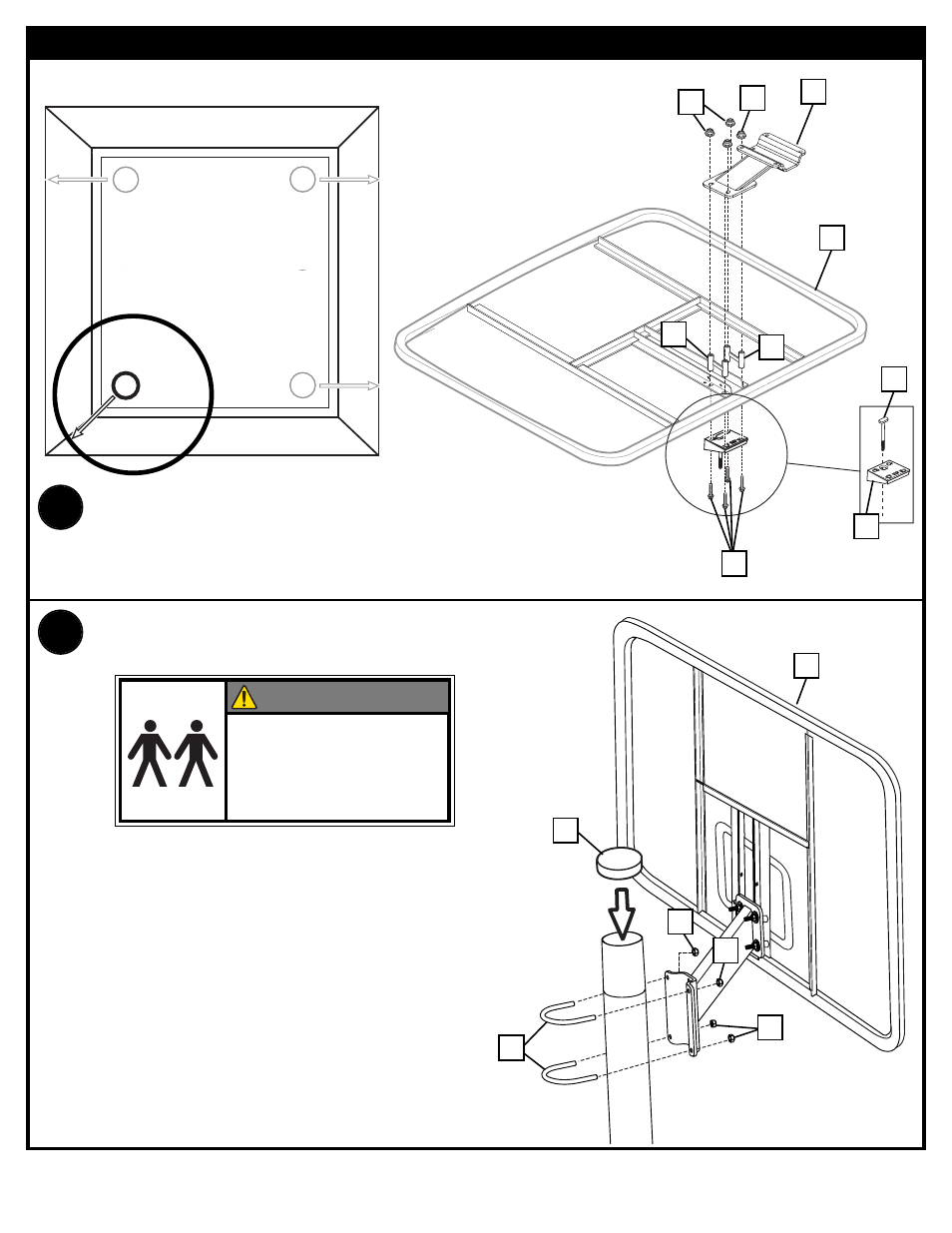 Warning, Display stand - top view | Spalding M890001 User Manual | Page 6 / 11