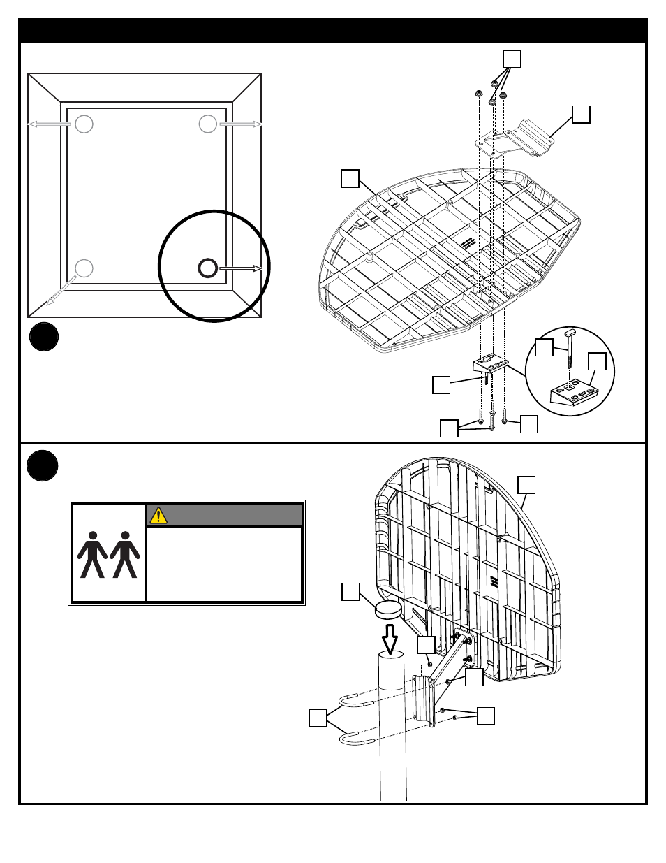 Warning, Display stand - top view | Spalding M890001 User Manual | Page 8 / 11